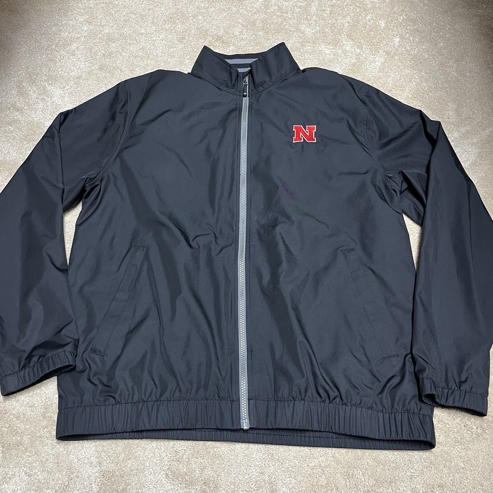Nebraska Cornhuskers Cutter & Buck WeatherTec Full Zip Jacket Mens Large Black